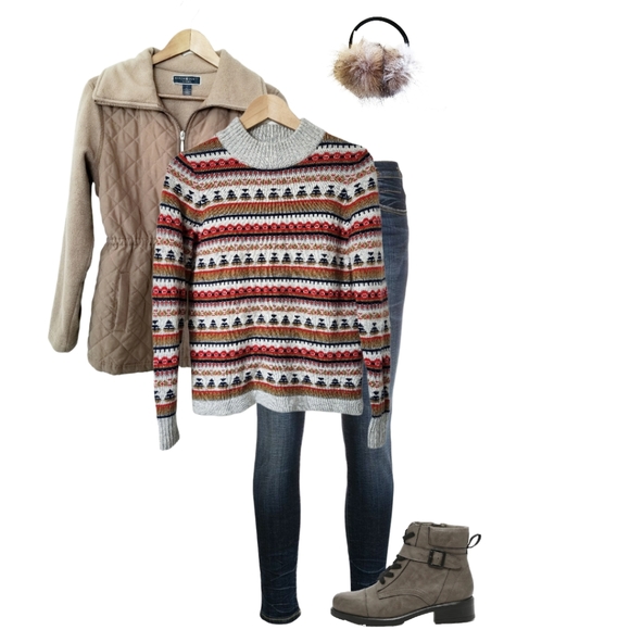 J.Crew Mock Neck Fair Isle Lamb's Wool Sweater  | XS - Picture 2 of 10